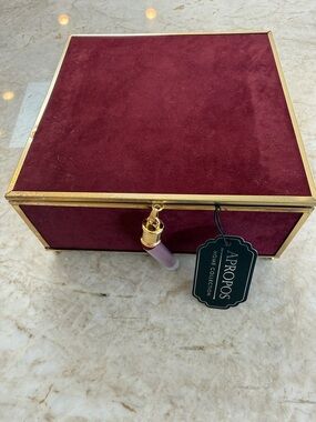 Apropos Burgundy Key & Card Holder Box with Gold Trim